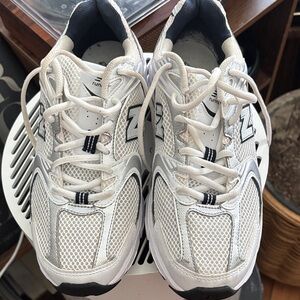 New Balance White and Gray Mesh Athletic Sneakers